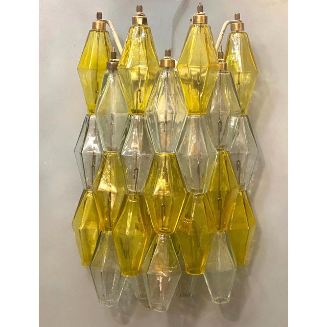 Yellow and Clear Poliedri Chandelier by Carlo Scarpa for Venini, 1980s For Sale - Image 13 of 17