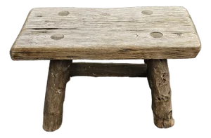 Mid 20th Century Early American Style Rustic Stretcher Pine Log Bench