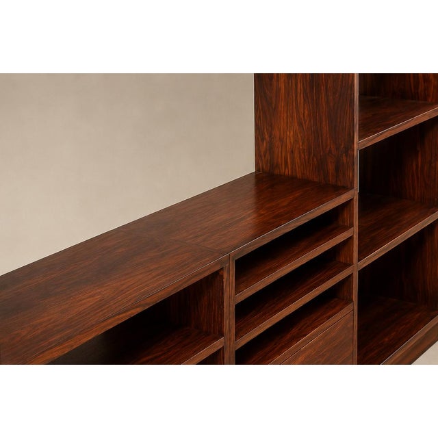 Monumental Brazilian Modern Bookshelf in Solid Rosewood With Storage, Brazil, 1960s For Sale - Image 13 of 18