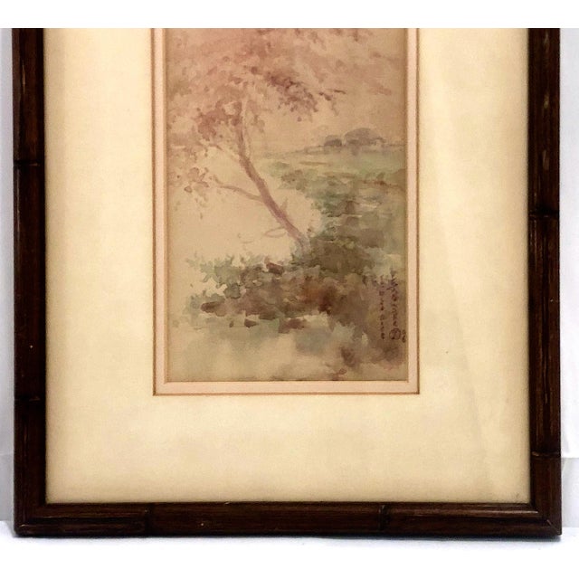 Early 20th-Century Late Meiji~American Impressionist Signed Watercolor by Yamada Baske For Sale - Image 4 of 7