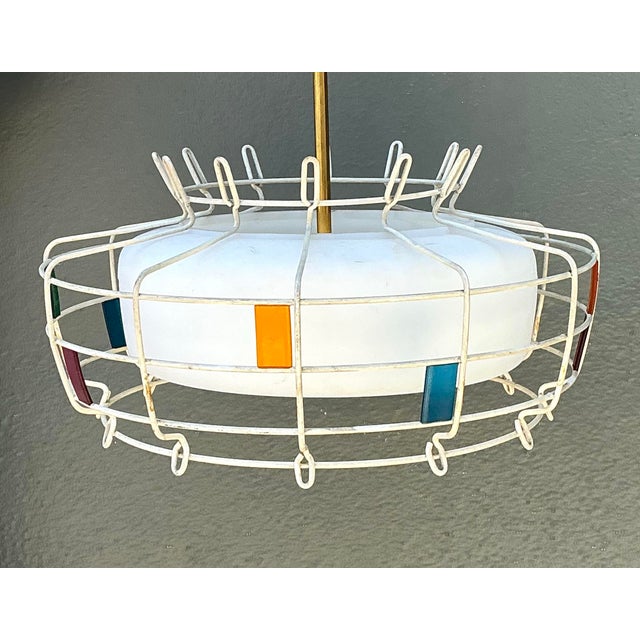 Vintage Mid-Century Modern Wire Pendant Fixture For Sale - Image 11 of 12