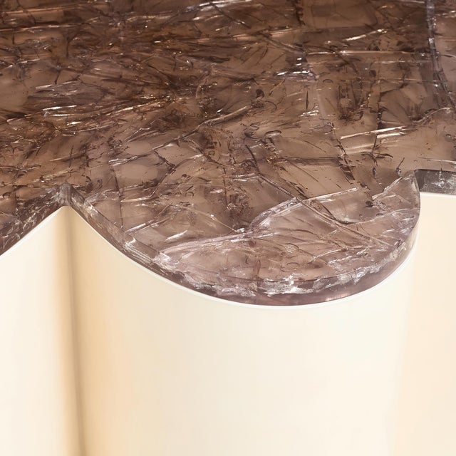 Splash Coffee Table (natural Parchment & Champagne Ice-resin) For Sale - Image 4 of 8