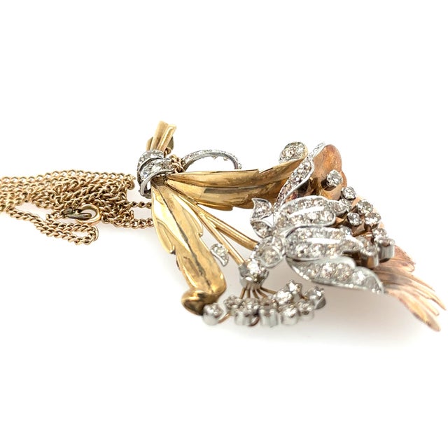 Art Deco Antique Diamond Floral Pendant 6.20ct For Sale - Image 3 of 12