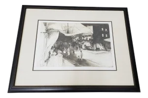 John Winkler (California, 1890-1979) "Night in Chinatown" Original Etching C.1936