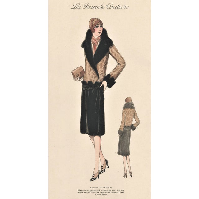 1920s French Art Deco Couture Fashion Print For Sale - Image 4 of 5
