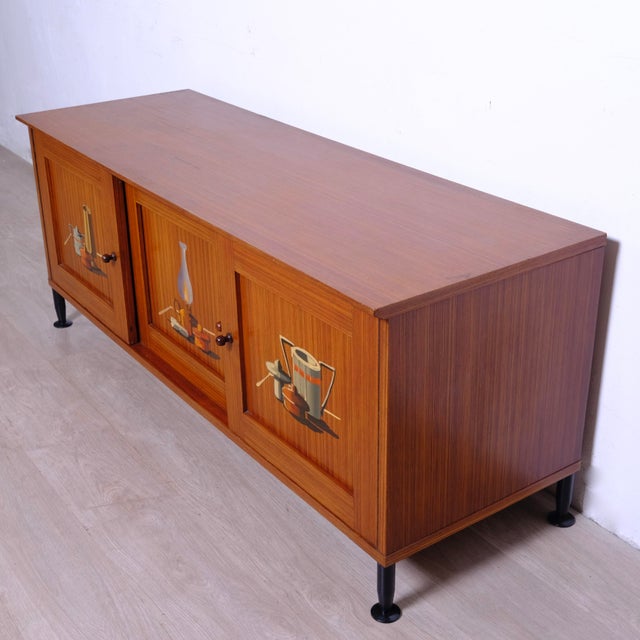 Mid-Century Sideboard in Hand-Painted Wood, 1950s For Sale - Image 9 of 18