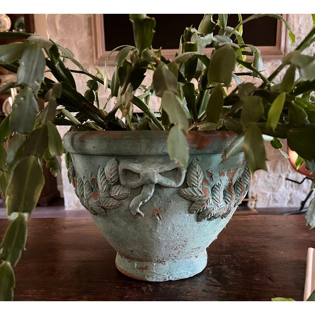 Imported from the south of France. Highly collectible Anduze pottery planter. Classic Anduze design with embossed...