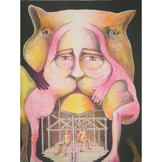 Hugh weiss The cat man, 1978 Original lithograph Hand signed and dated by the artist in pencil Numbered on / 100 On 50 x...