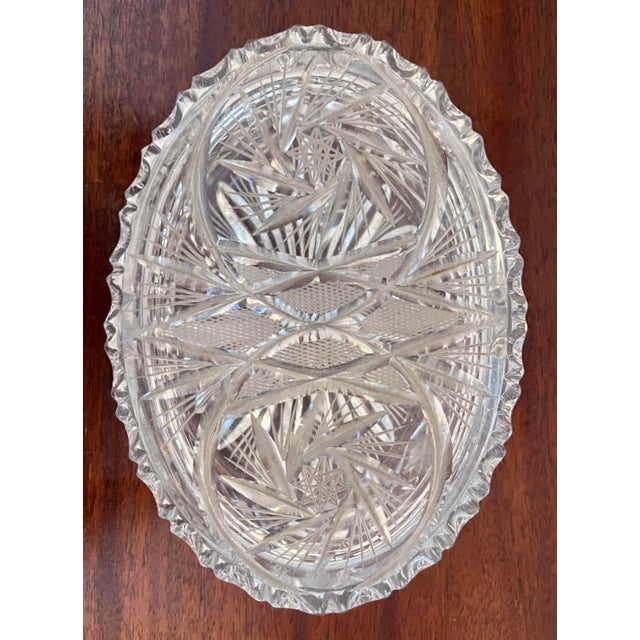 Early 20th Century Oval Lidded Cut Crystal Box For Sale - Image 4 of 8