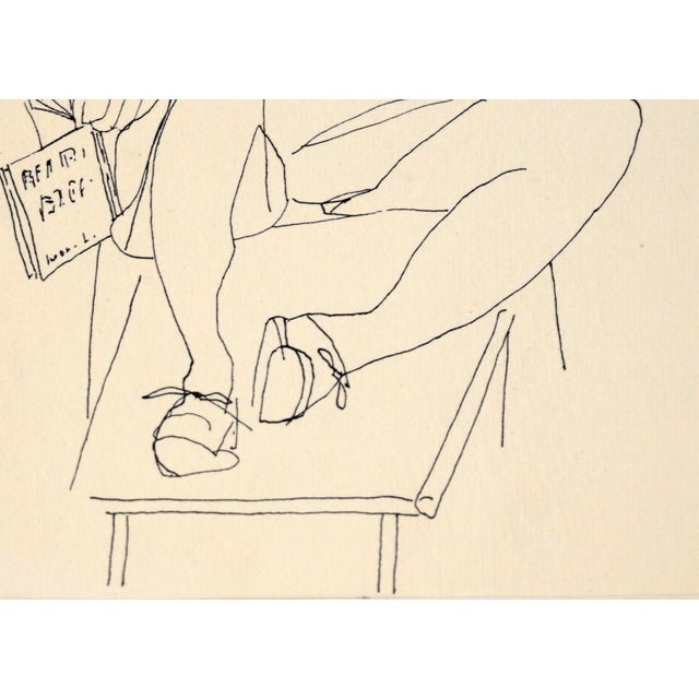 Lounge Chair Nap - Vintage Illustration in Ink and Watercolor by Irene Pattinson For Sale - Image 4 of 5