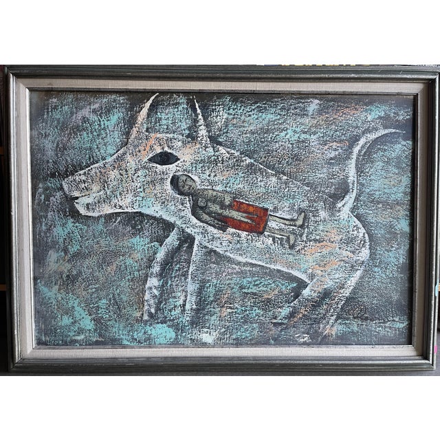 Incredible large scale original artwork on stretched canvas, wood frame and incredible subject matter showing a large boar...