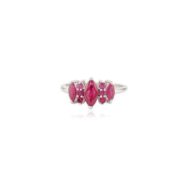 Art Deco Dainty Genuine Ruby Proposal Ring Set in 925 Sterling Silver Prong Setting - Size 8 For Sale - Image 3 of 10