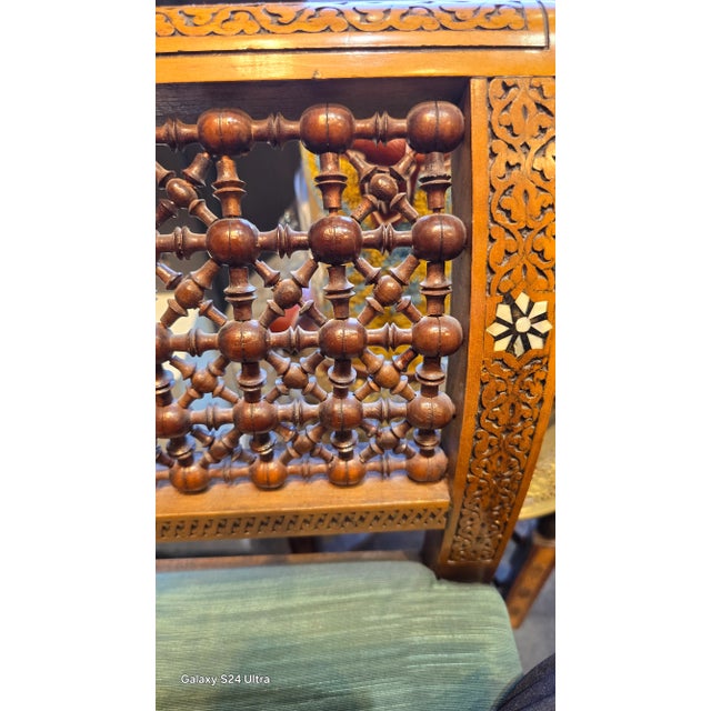 Wood Late 20th Century Arabesque Moorish Damascus Bench For Sale - Image 7 of 12