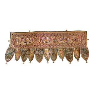 Vintage Indian Toran Embroidered Door Hanging For Sale