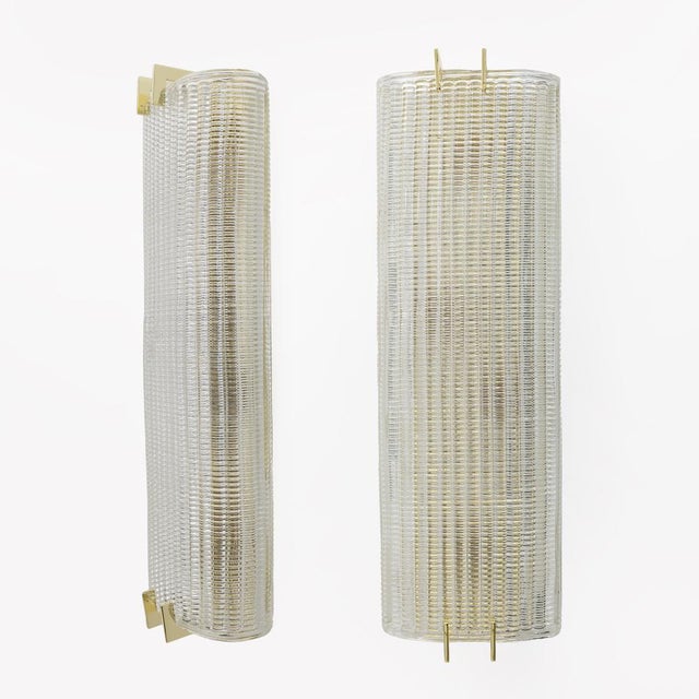 Modern Italian Brass and Murano Glass Textured Wall Sconces, 2000, Set of 2 For Sale - Image 12 of 12