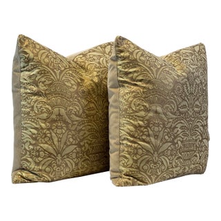 Mariano Fortuny “Campanelle” 22” Feather/Down Pillows- A Pair For Sale