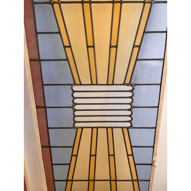 Set of two ceramic screens made of handcrafted glass and copper framework. Circa 1930s, sourced in Italy. Measurement: H...