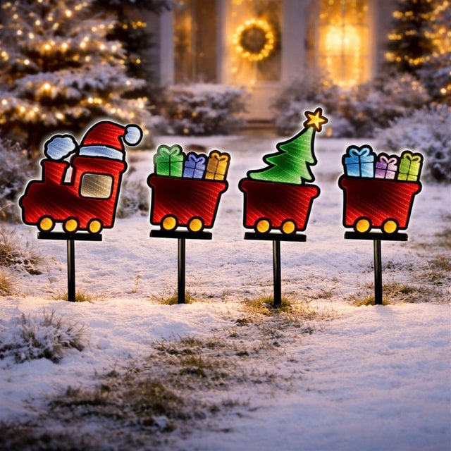 Contemporary Holiday Train Pathway Light Ekkolight (Set of 4) For Sale - Image 3 of 7