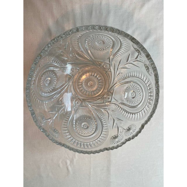 American Antique Cut Glass Punch Bowl and 17 Cups For Sale - Image 3 of 5