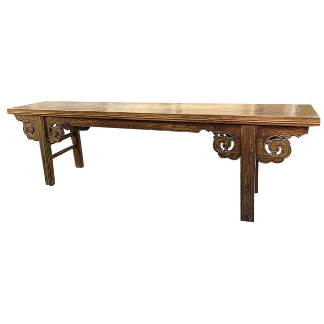Chinese Bench in Chestnut Wood Built in Interlocking System without Nails, 18th Century For Sale