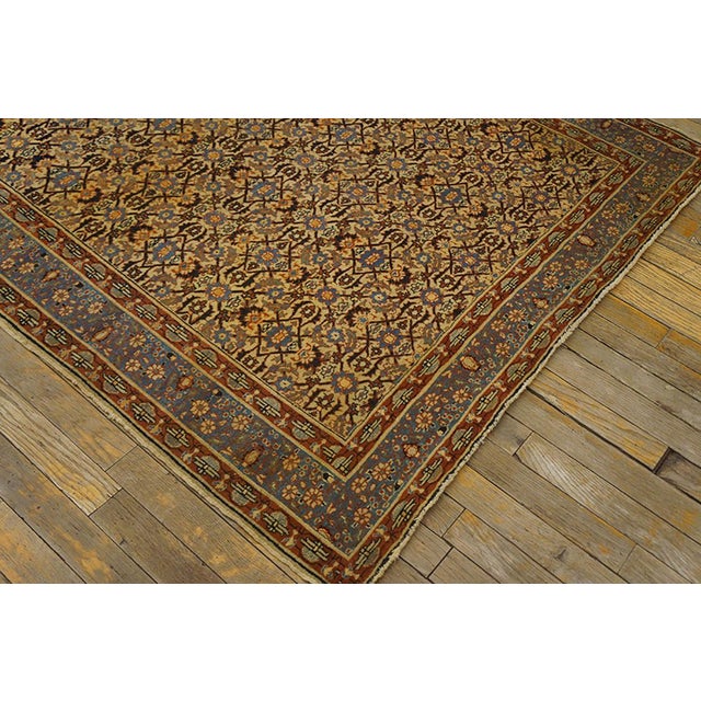 1890s Ivory Geometric Antique Persian Tabriz Haji Jalili Rug 4'2" X 5'3" Handknotted Wool Carpet For Sale In New York - Image 6 of 6
