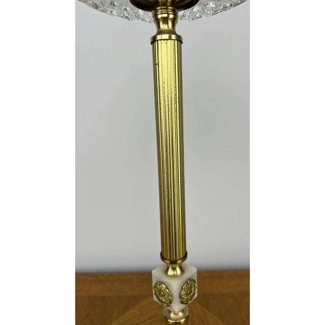 Vintage French Ashtray Stand in Brass and Onyx Crystal For Sale - Image 4 of 14