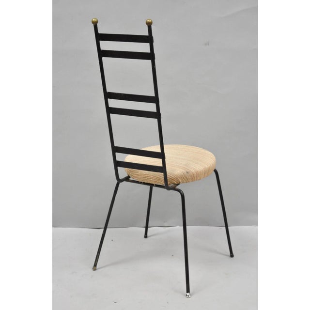 Vintage Arthur Umanoff Wrought Iron Ladder Back MCM Dining Chairs - Set of 4 For Sale - Image 16 of 18