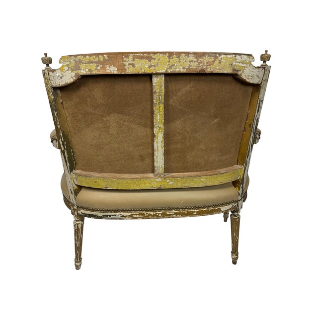 19th Century Italian Diminutive Painted Settee in Tan Leather For Sale - Image 13 of 18