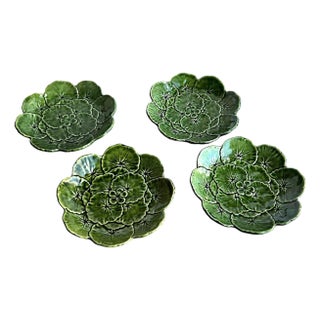 1970s Geranium Leaf Ceramic Salad Plates by Faiancas Belo, Set of 4 For Sale