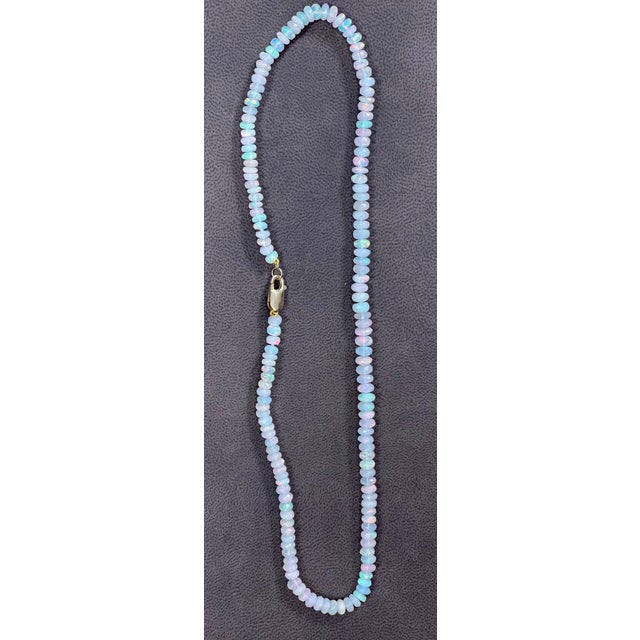 Natural Opal Faceted Bead Single Strand Necklace on Sale 14 K Gold Lobster Clasp For Sale - Image 11 of 18