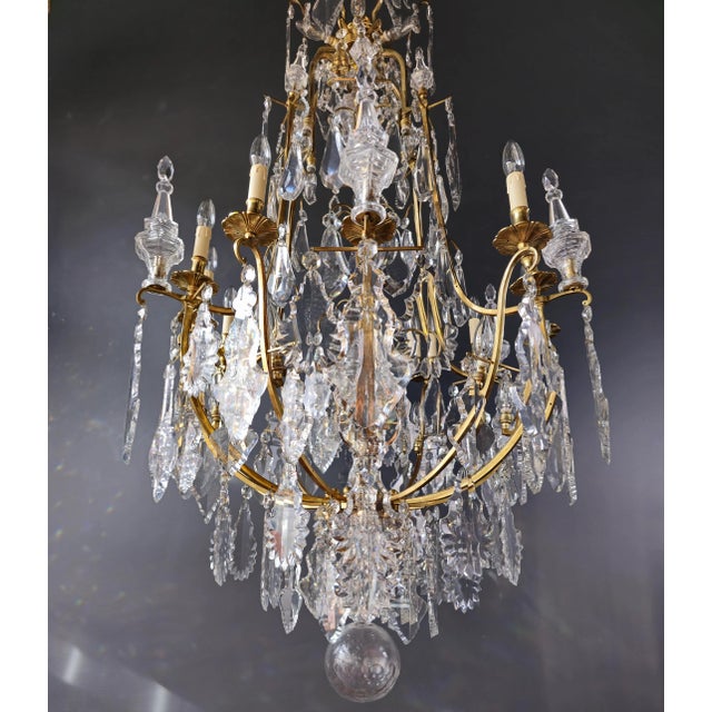 Late 19th Century Antique Late 19th Century Lustre a Cage Chandelier Crystal Brass For Sale - Image 5 of 12