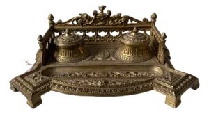 19th Century Brass Inkwell, Antique Brass Inkwell