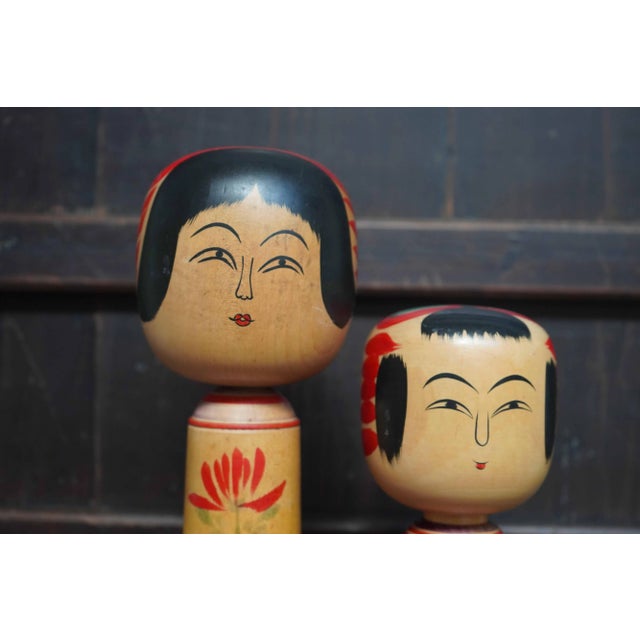 Vintage Traditional Hijiori Kokeshi by Sato Jyunosuke and Sato Shoichi, Japan, 1950s, Set of 2 For Sale - Image 4 of 9