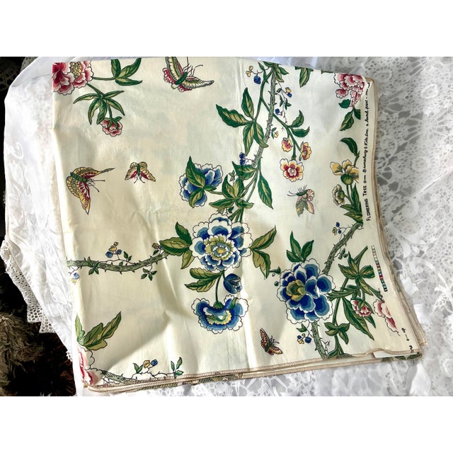 Vintage 1976 Flowering Tree Brunschwig & Fils , Inc Hand Print Fabric 44” X 50” For Sale - Image 10 of 12