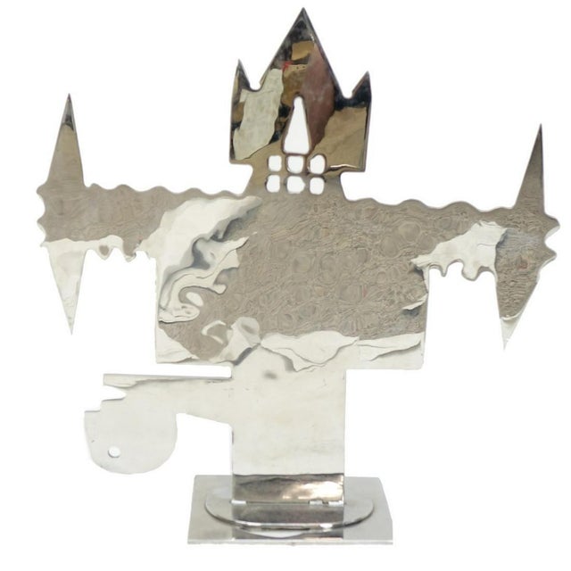 Postmodern Jack Schuyler, Large Modern Abstract Figure Polished Steel Mod Chrome Sculpture Jack Schuyler, 1982 For Sale - Image 3 of 7