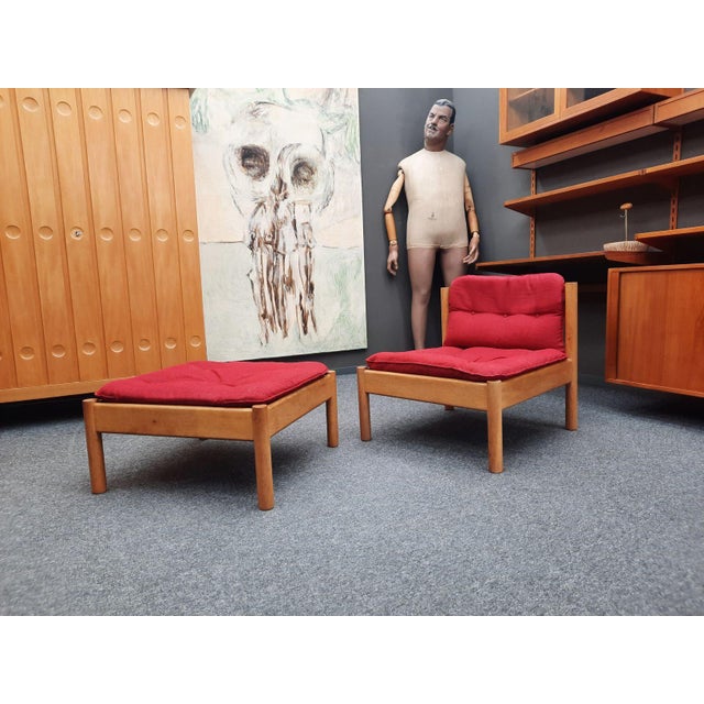 Wood Set of Mid-Century Modern Danish Chair and Ottoman by Jørgen Bækmark, 1960s, Set of 2 For Sale - Image 7 of 11