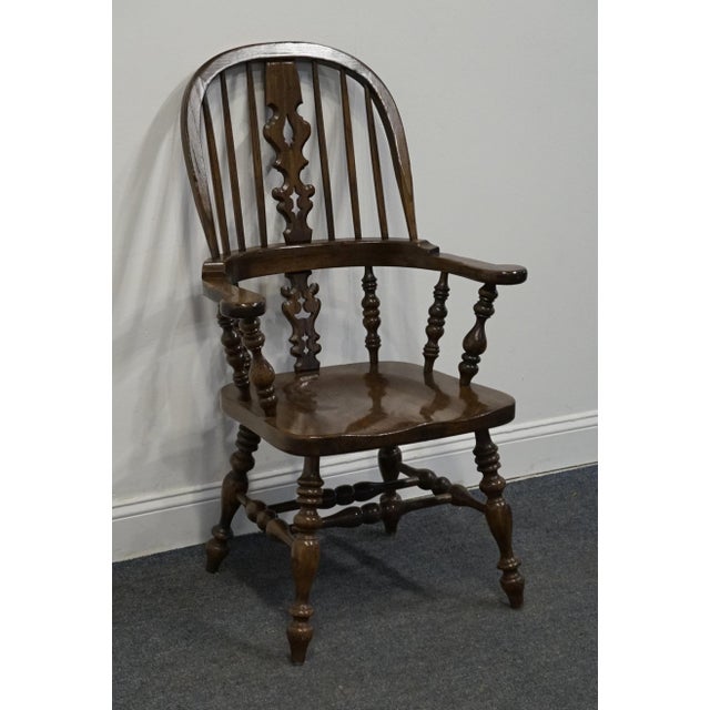 Ethan Allen Ethan Allen Royal Charter Collection Solid Oak Bowback Windsor Dining Arm Chair 16-6000a For Sale - Image 4 of 9