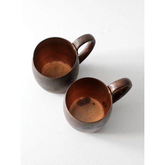 Mid 20th Century Vintage Copper Mugs With Handles Pair For Sale - Image 5 of 11