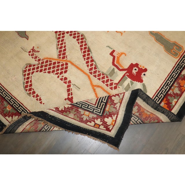Vintage Zabihi Collection Square Dragon Tibetan Rug - 5'11" x 7'7" For Sale - Image 9 of 9