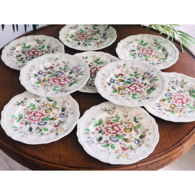 Forest Green C. 1930s Antique Royal Doulton-England Botanical Design Dinner Plates- Set of 10 For Sale - Image 8 of 13