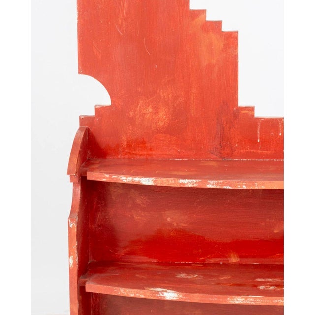 Native American Style Red Painted Display Shelf For Sale - Image 4 of 8