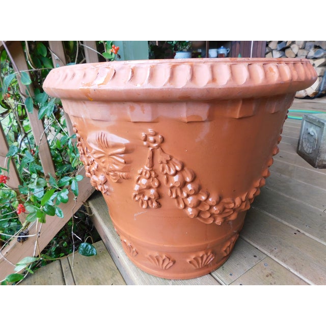 Mid-Century Bitossi F.&F. Italian Terracotta Planter With Festoon Swags & Mascarons For Sale In Providence - Image 6 of 13