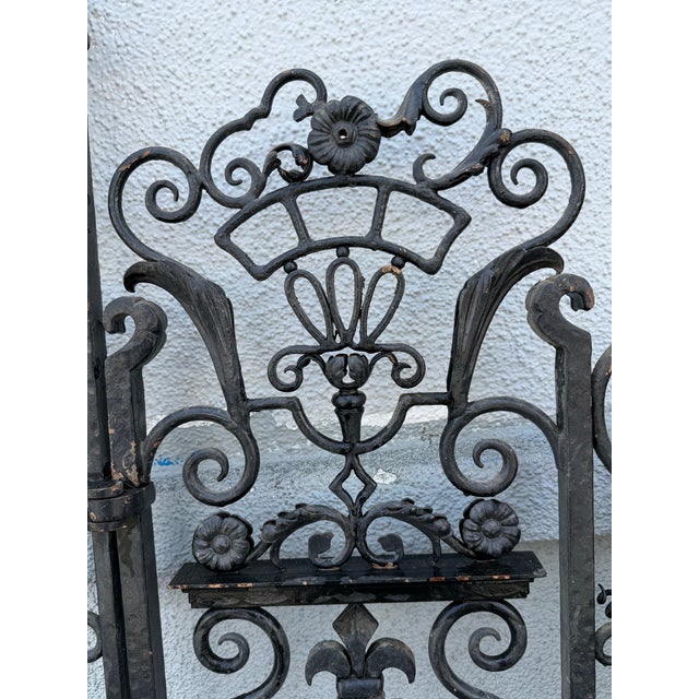 Pair of Antique 1920’s Wrought Iron Pedestrian Garden Gates For Sale - Image 12 of 12