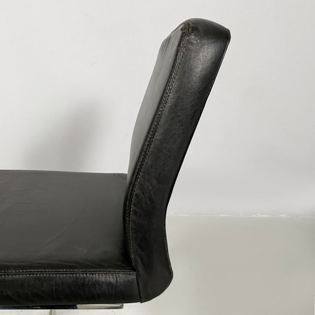 Italian Modern Chair in Black Leather and Steel, 1980s For Sale - Image 13 of 18