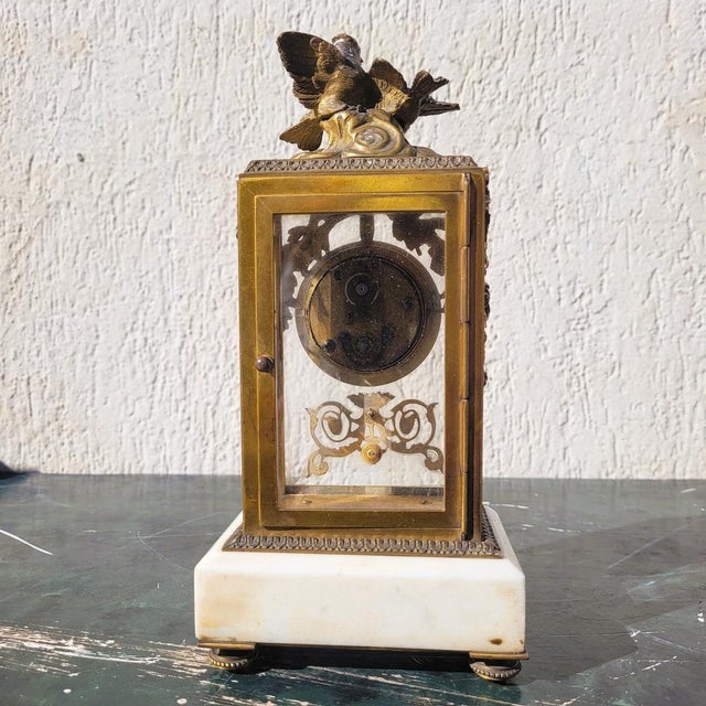 Louis XVI Style Bronze and White Marble Clock, 19th Century For Sale - Image 10 of 14