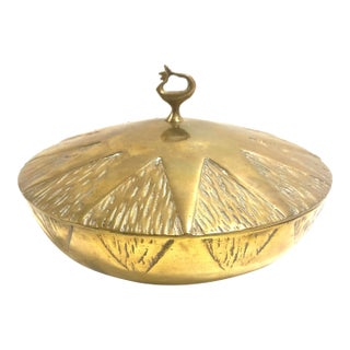 Mid Century Brass Starburst Covered Bowl For Sale