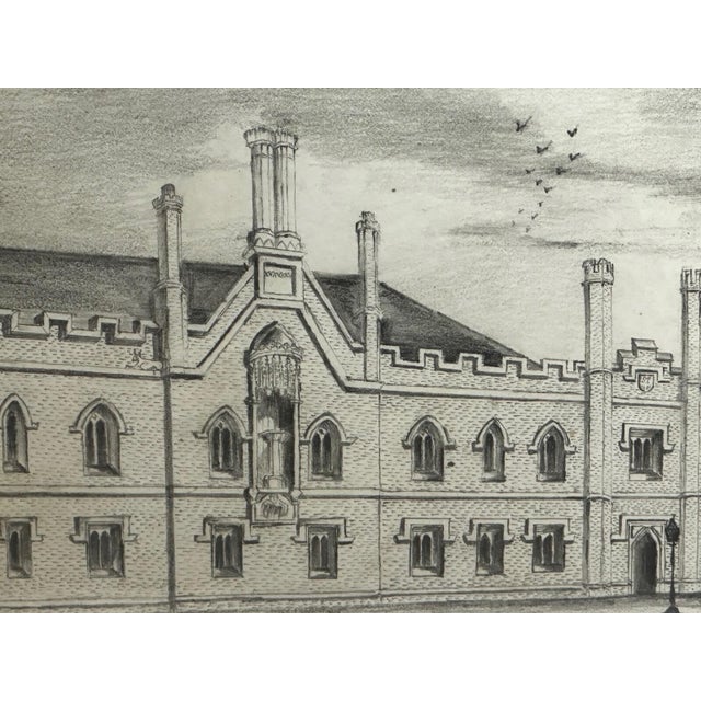 Traditional Georgian Pencil Drawing of Gisborne Court, Peterhouse Cambridge — British School in the Manner of Joseph Michael Gandy For Sale - Image 3 of 18