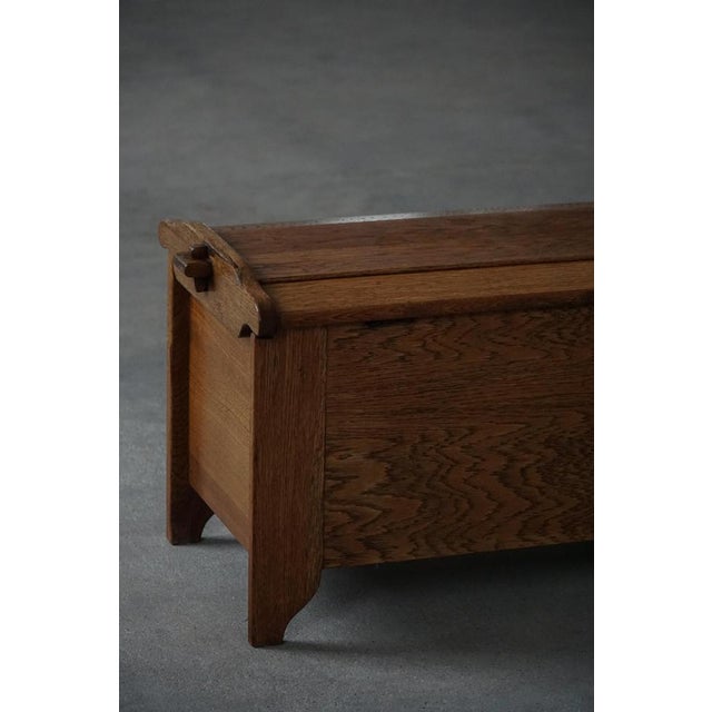 Mid 20th Century Modern Danish Oak Chest with Decorative Relief Carving, 1940s For Sale - Image 18 of 18