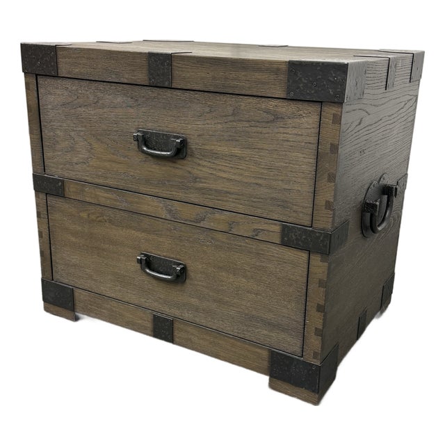 Restoration Hardware Heirloom Silver-Chest Closed Nightstand For Sale