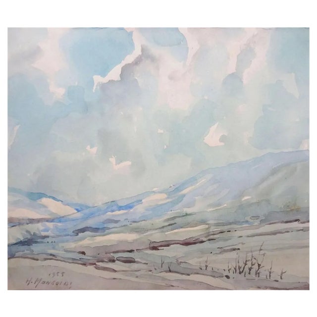 Herberts Mangolds, Landscape, 1961, Watercolor on Paper For Sale